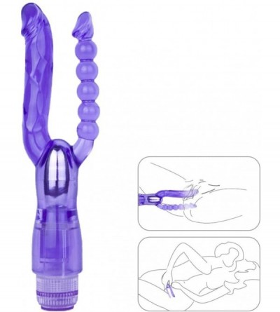 Dildos Romi Vibrating Double-Ended Dildos- Multi Speed Dual Penetration Sex Toys with Lifelike Glans Veins and Anal Beads- G-...