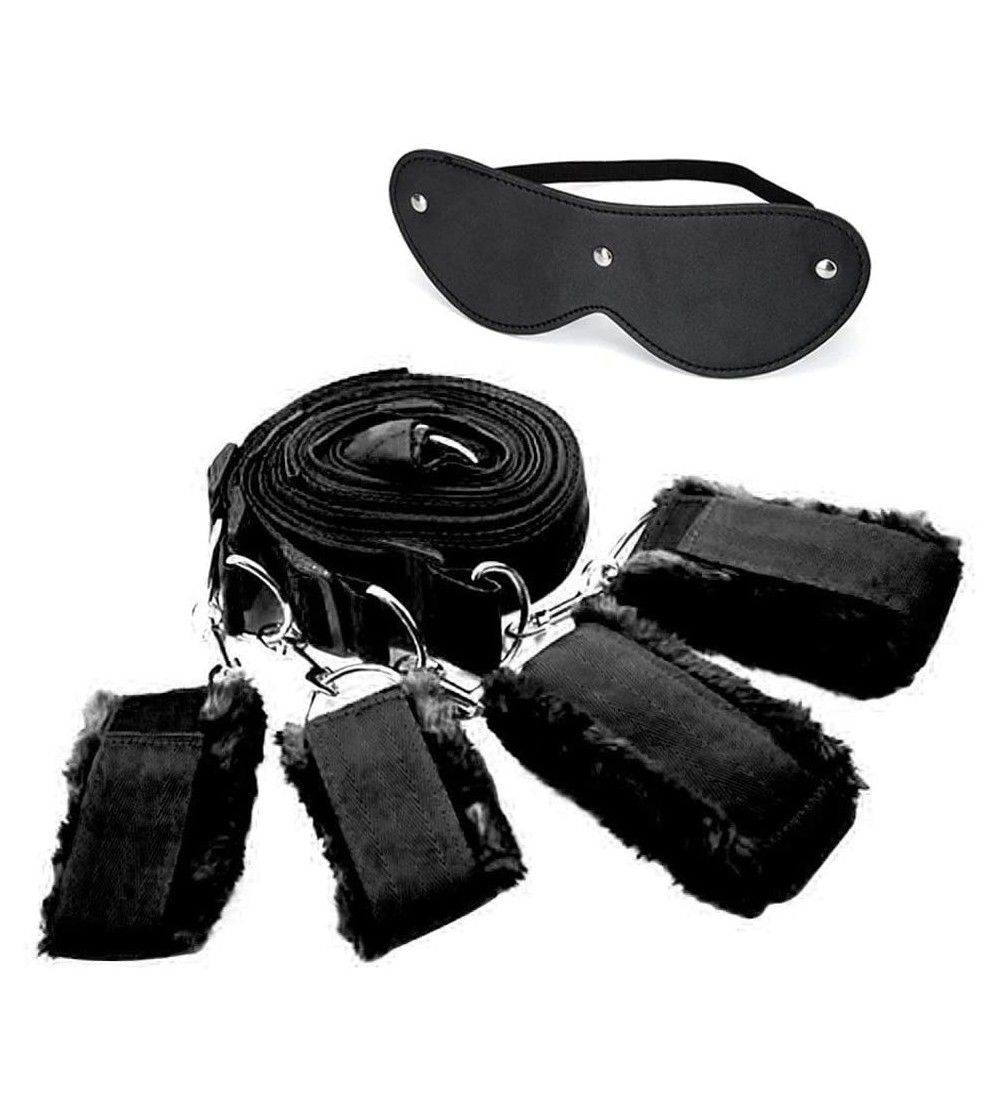 Restraints Premium Bed Restraint System Kit Medical Grade Strap with Soft Furry Comfortable Wrist and Ankle Straps - Black. -...