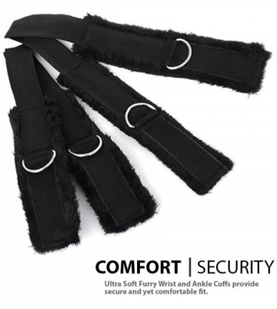 Restraints Premium Bed Restraint System Kit Medical Grade Strap with Soft Furry Comfortable Wrist and Ankle Straps - Black. -...