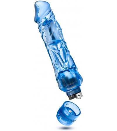Dildos 9" Long IPX7 Waterproof Powerful Adjustable Multi Speed Vibrating Real Feel Dildo Dong Sextoy For Women - Blue - C111N...