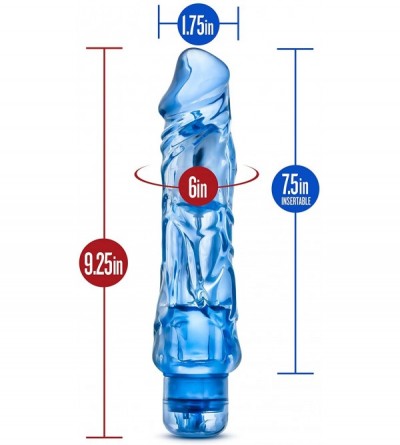 Dildos 9" Long IPX7 Waterproof Powerful Adjustable Multi Speed Vibrating Real Feel Dildo Dong Sextoy For Women - Blue - C111N...