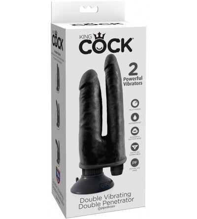 Dildos King Cock Double Vibrating Penetrator- Black - Black - CR12LL0XQL9 $25.78