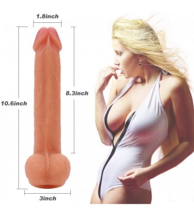 Dildos 10.5 Inch Realistic G-spot Dildo- Huge Penis Dong Double Layer Liquid Silicone Cock with Lifelike Testicles Glans Vein...