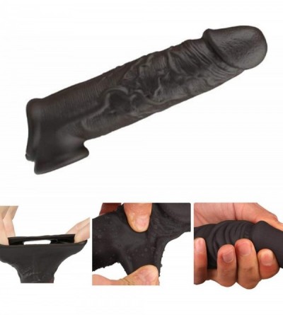 Pumps & Enlargers 2020 Extra Large 9.8 Inch Black Silicone Pên?ís Sleeve for Men Large Extension Cóndom Thick and Big Extra L...
