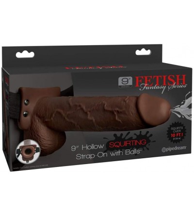 Dildos Fetish Fantasy Series 9" Hollow Squirting Strap-on with Balls- Brown - CU18XSAIX5G $22.62