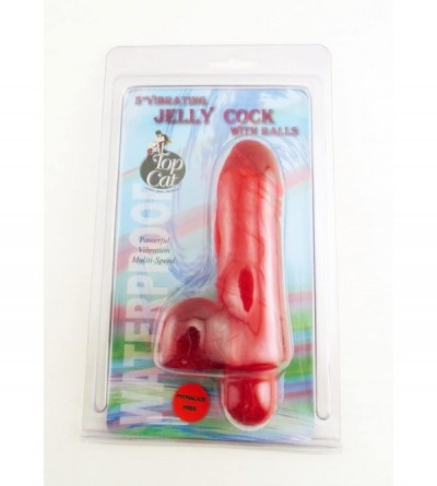Vibrators 5 Inch Vibrating Jelly Cock with Balls Red - CG11KSH3CB1 $6.34