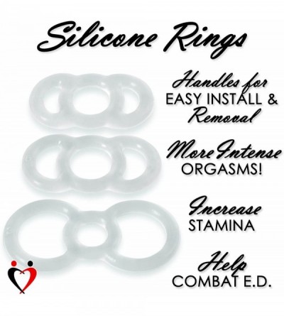 Penis Rings Cock Rings Eyro Clear Silicone Bundle with Easyop 2.25 inch Loader Cone .6 inch Unstretched Diameter 3 Pack - Cle...