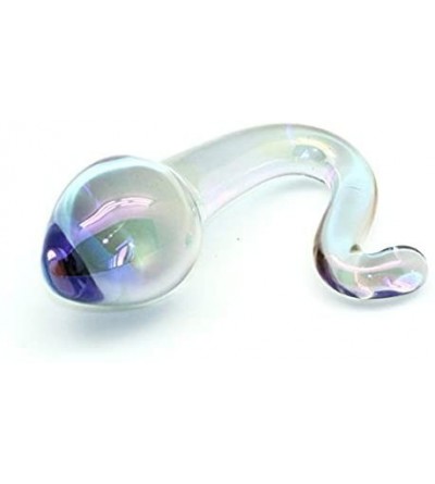 Anal Sex Toys 110mm Ended Headed Female Anal Toy Pyrex Glass Wand Pleasure Hook Dildo - C612DDVNPJR $16.29