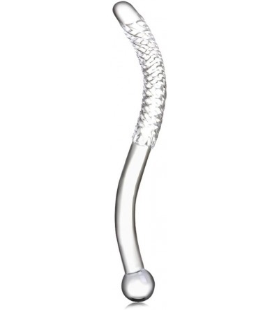 Anal Sex Toys Crystal Glass Pleasure Wand Dildo Penis - Smooth Glider Curved Glass-Clear - CB128Q3E4OR $26.86
