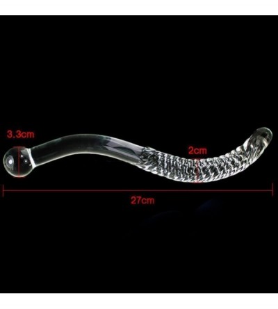 Anal Sex Toys Crystal Glass Pleasure Wand Dildo Penis - Smooth Glider Curved Glass-Clear - CB128Q3E4OR $13.08