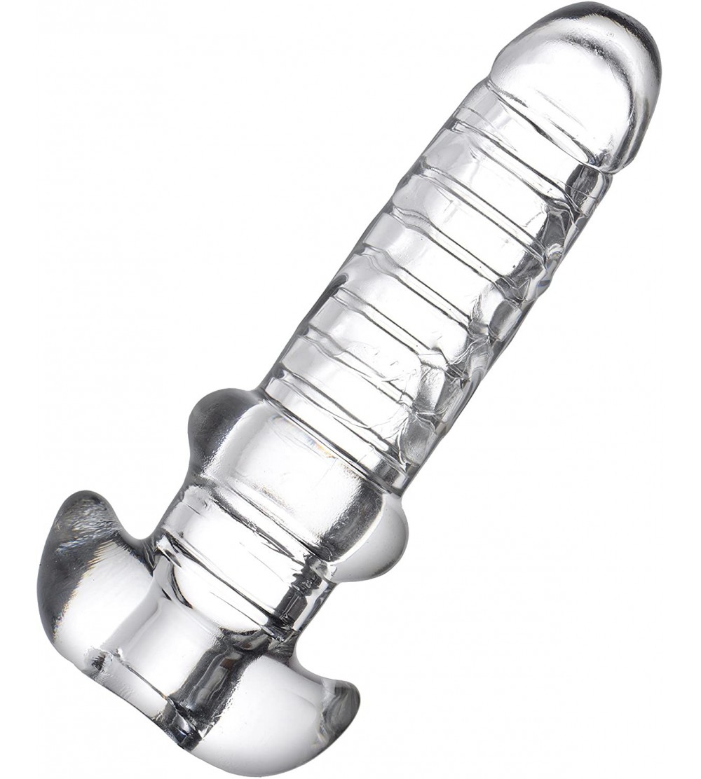 Pumps & Enlargers Tight Hole Clear Ribbed Penis Sheath - CK18DU937RX $15.86