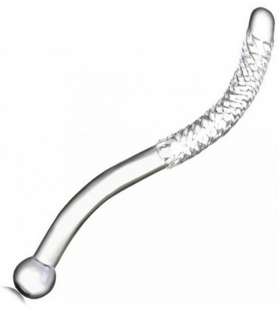 Anal Sex Toys Crystal Glass Pleasure Wand Dildo Penis - Smooth Glider Curved Glass-Clear - CB128Q3E4OR $13.08
