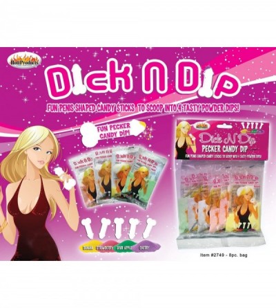 Novelties Bachelorette Party Dick N Dip Candy - Pecker Shaped Fun Dip Candy (8 Pack) - CT12EJCWO1T $10.29