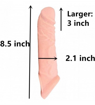 Male Masturbators Beautihome Realistic Feeling Sexy Skin 8.5 INCH Extender Enlarger Extension Sheath Elastic Long Lasting Tim...