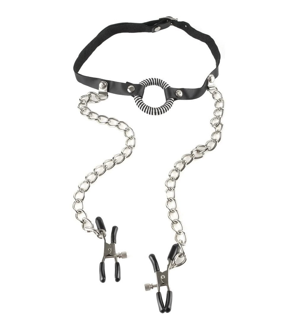 Gags & Muzzles O-Ring Gag with Nipple Clamps- Black (PD3845-23) - CL112P71P7P $10.95
