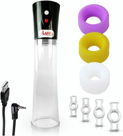 Pumps & Enlargers Eros Black USB-Powered Electric Penis Pump Clear Cylinder Bundle with 3 Sizes of Sleeves and 4 Sizes of Con...