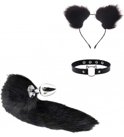 Restraints Tail Ear Plùg Suit Choker Collar Kitten Ring 8 Colors Fox Bùtt Cosplay Stainless Steel Headband Hair Clips Fluffy ...