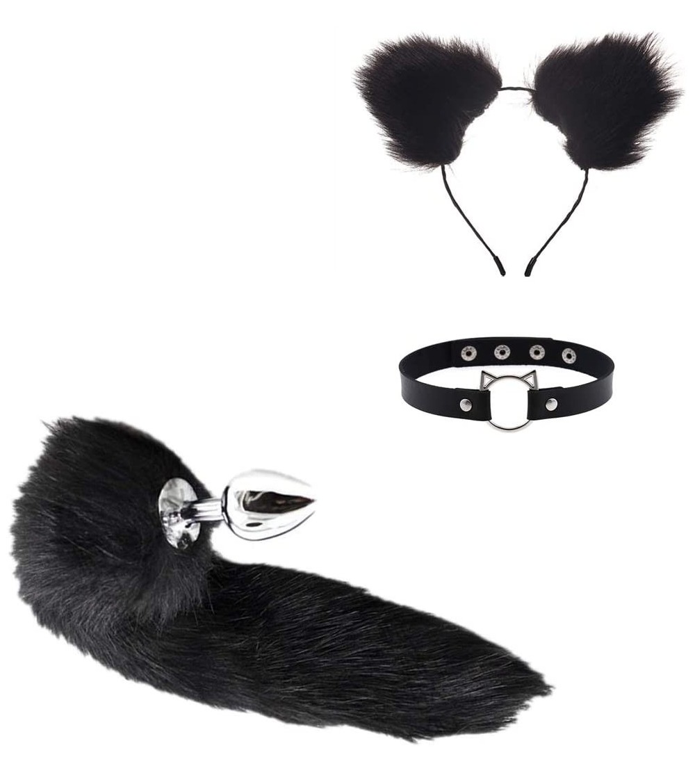 Restraints Tail Ear Plùg Suit Choker Collar Kitten Ring 8 Colors Fox Bùtt Cosplay Stainless Steel Headband Hair Clips Fluffy ...