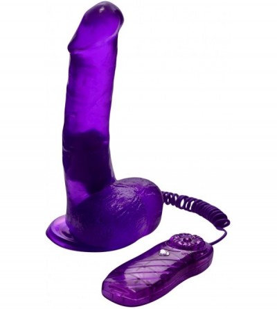 Anal Sex Toys Vibrating Slim Jelly Dong with Suction Cup 7.5 Inch Sexy Purple - CT116VXMRFD $23.77