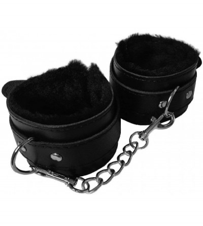 Restraints Comfortable PU Leather Adjustable Handcuff Soft Fur Leather Handcuffs Multifunctional Bangle - CA18I8H8XNA $10.63