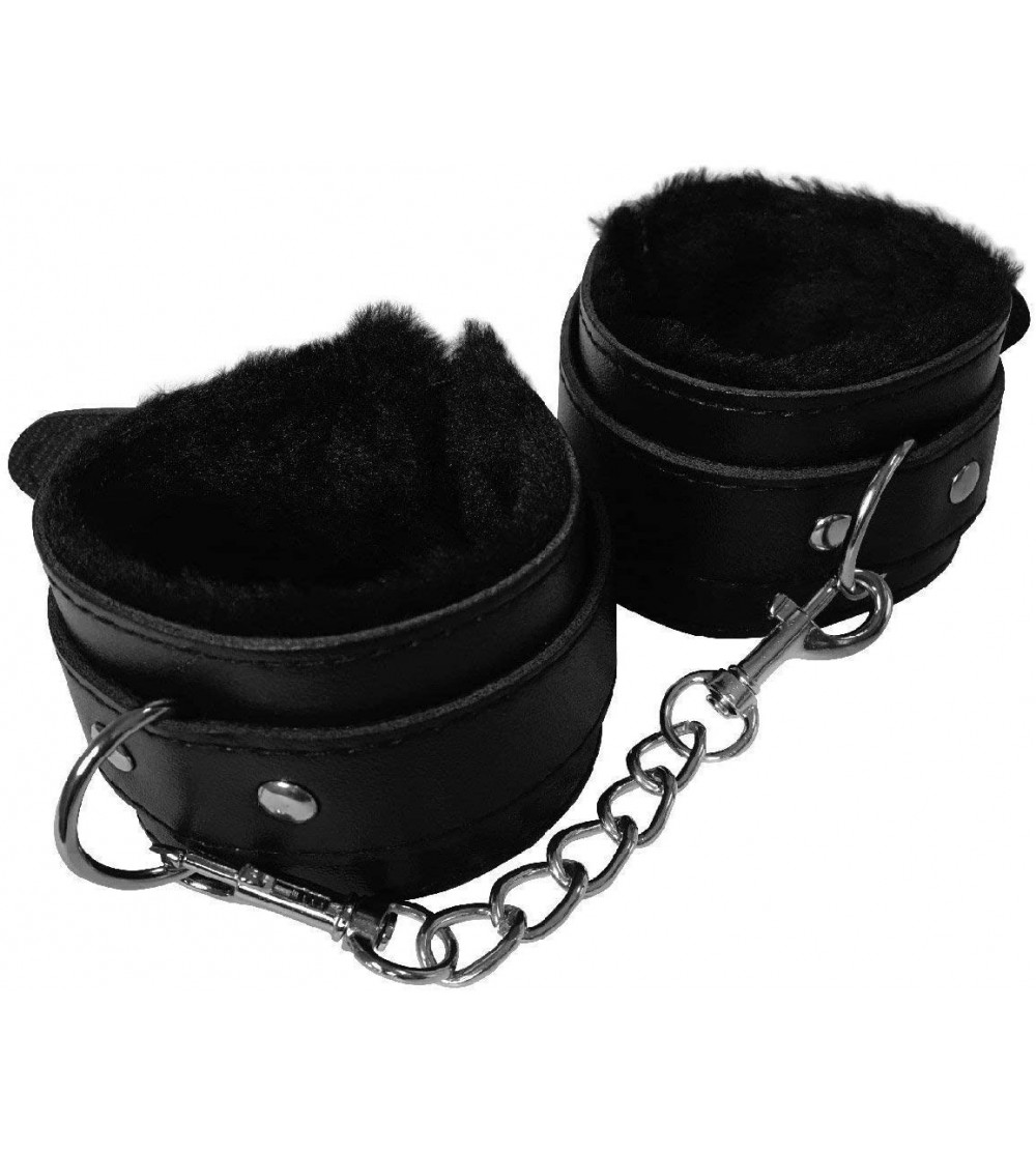 Restraints Comfortable PU Leather Adjustable Handcuff Soft Fur Leather Handcuffs Multifunctional Bangle - CA18I8H8XNA $10.63