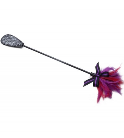 Paddles, Whips & Ticklers Sexy Leather SM Whip Paddle Feather Tickler Spanking Toy P1031(Star pattern and Red/purple feather)...
