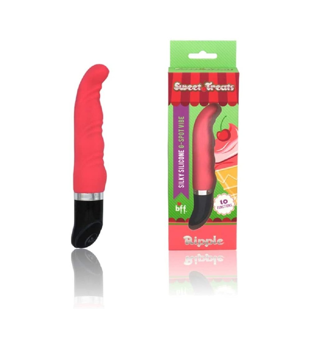 Vibrators BFF Sweet Treats Sili G Ripple Pink with Free Bottle of Adult Toy Cleaner - C418HRIN02I $27.49