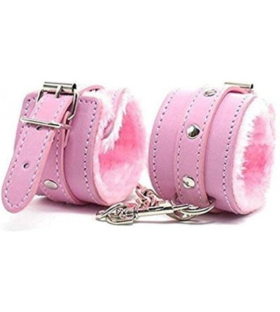 Restraints PU Leather Handcuffs Soft Wrist Cuffs - Pink - CD18TKUIORW $21.92