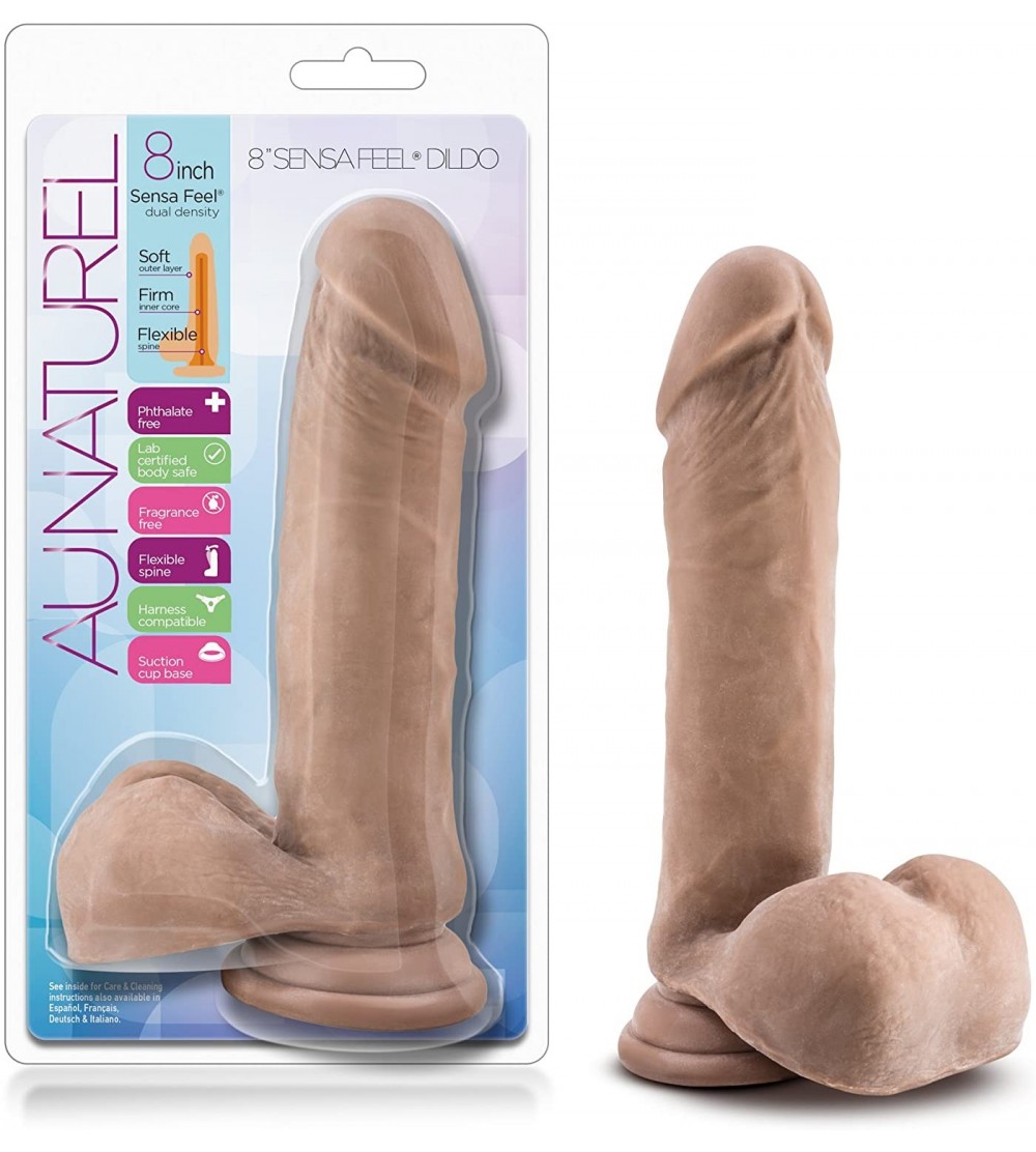 Novelties 8" Realistic Sensa Feel Dual Density Dildo - Cock and Balls Dong - Suction Cup Harness Compatible - Sex Toy for Wom...