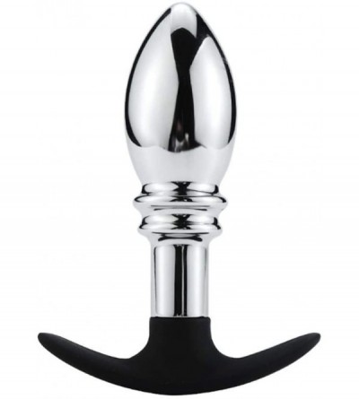 Anal Sex Toys Silver Metal Stainless Steel Silicone Handle Hand-held Ȁmâl Plúg for Men for Women - C518XRL4O69 $15.94