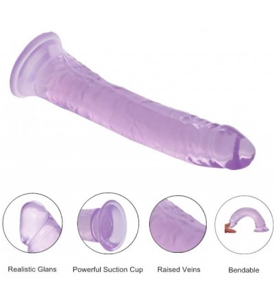 Dildos 7.87 Inch Dildo with Suction Cup Realistic Dong Fake Penis Adult Sex Female Masturbation Toys(Purple) - Purple - C918D...