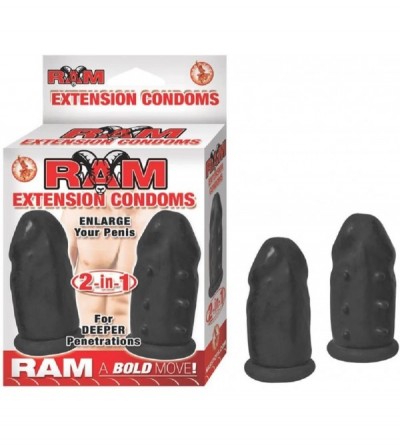Pumps & Enlargers Ram Penis Extension Condoms (Black) with Free Bottle of Adult Toy Cleaner - C818H4IIZR4 $23.36