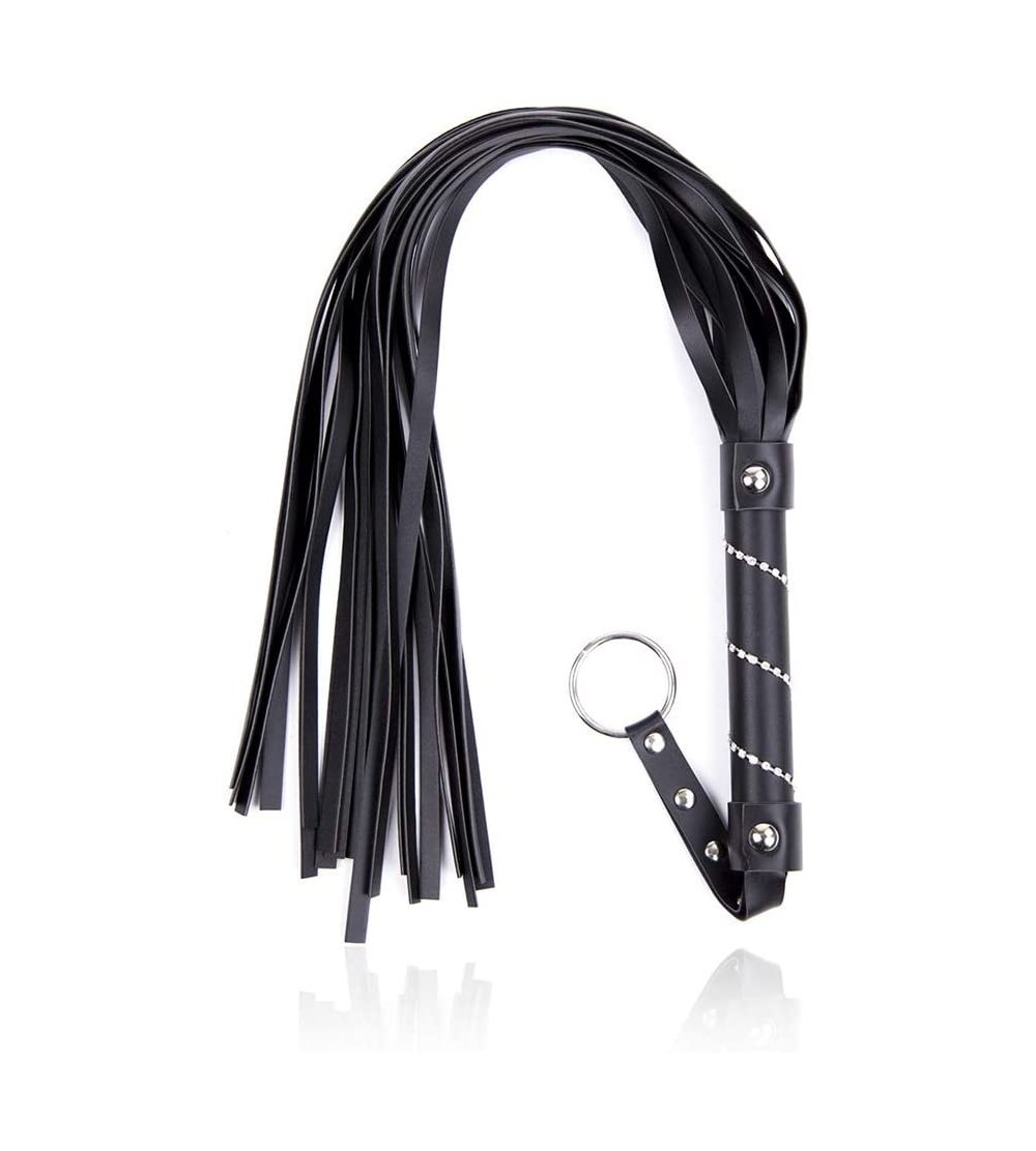 Paddles, Whips & Ticklers PU Leather Rivet Flogger Riding Whip Toy Accessories for Him and Her - CF190HR95E6 $17.58