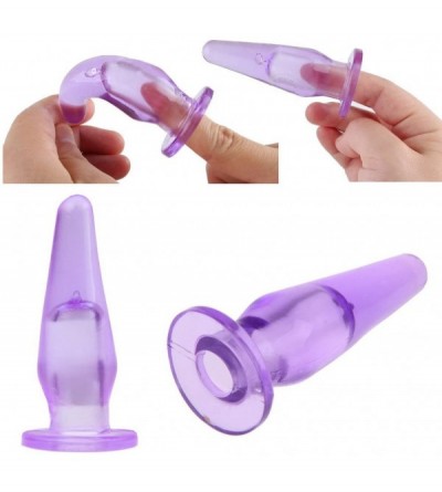 Anal Sex Toys Butt Plug - Translucent Hollowed for Finger Insertion - Purple - CW11WH8EZR9 $6.96