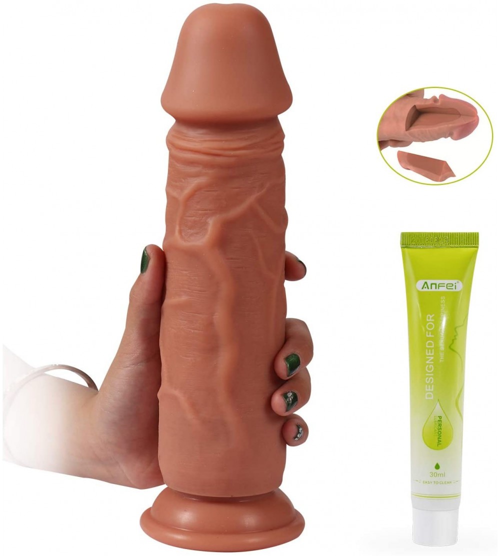 Dildos Double Layered Silicone Large Size Dildo- Hyper Realistic Premium Penis Sex Toys with Suction Cup(No Eggs-Total 24cm-W...