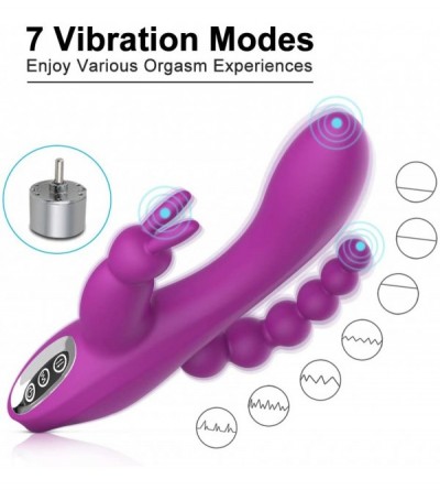 Vibrators 3 in 1 G-Spot Rabbit Anal Dildo Vibrator Adult Sex Toys with 7 Vibrating Modes for Women - Silicone Waterproof Rech...