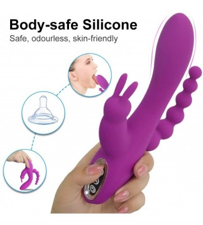 Vibrators 3 in 1 G-Spot Rabbit Anal Dildo Vibrator Adult Sex Toys with 7 Vibrating Modes for Women - Silicone Waterproof Rech...