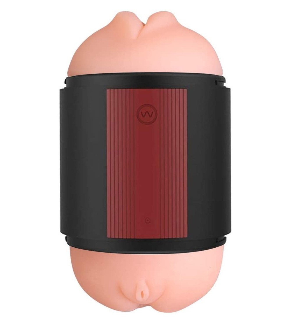 Male Masturbators Vibrating Male Masturbator Dual Entry 3D Realistic Sleeve Vibrate Stimulation Masturbation Cup- Lifelike An...