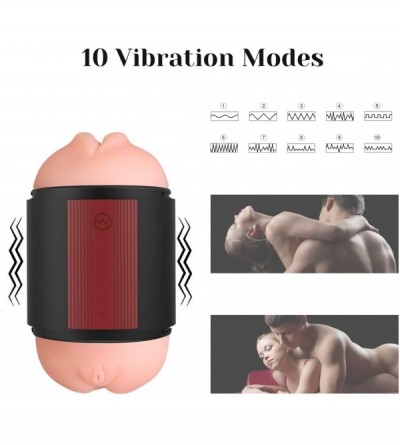 Male Masturbators Vibrating Male Masturbator Dual Entry 3D Realistic Sleeve Vibrate Stimulation Masturbation Cup- Lifelike An...