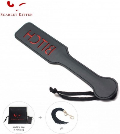 Paddles, Whips & Ticklers Black Spanking Faux Leather Imprinted Paddles- BTH - C518MHYEXDX $10.36