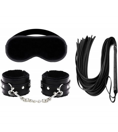 Restraints 3-Pics Collection with Floggers- Multifunctional Bangle Soft Fur Handcuffs and Blindfold - Black1 - C118HYH78ZW $3...
