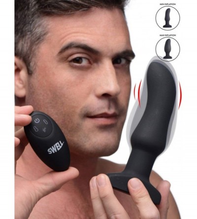Anal Sex Toys Worlds First Remote Control Inflatable 10X Vibrating Curved Silicone Anal Plug - CP195EWEQQG $24.33