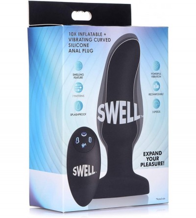 Anal Sex Toys Worlds First Remote Control Inflatable 10X Vibrating Curved Silicone Anal Plug - CP195EWEQQG $24.33