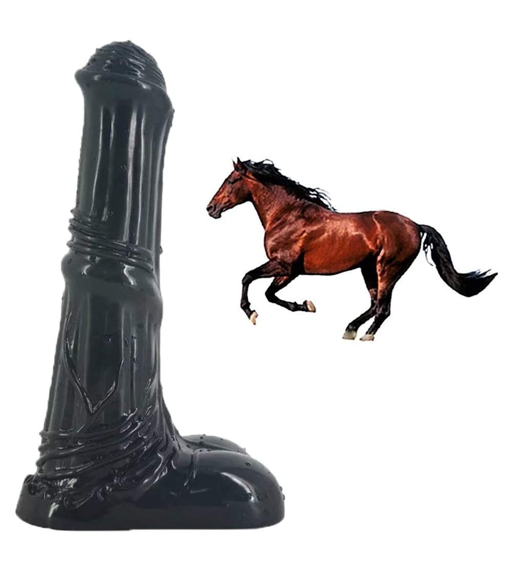 Dildos Big Animal Dildo 9.96" Horse Penis Realistic Cock Anal Plugs Artificial Adult Sex Toys (Black) - CF18446QWSD $17.39