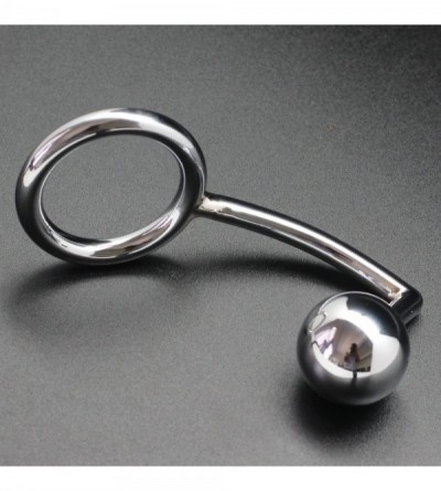 Anal Sex Toys Anal Plug Cock Ring with Ball Metal Steel Hook Chrome Butt - CR127QVOL4X $16.20