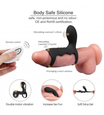Penis Rings Vibrating Penis Ring with Testicular Ring Vibration Mode for Men with Longer Lasting Erection- Rechargeable Doubl...