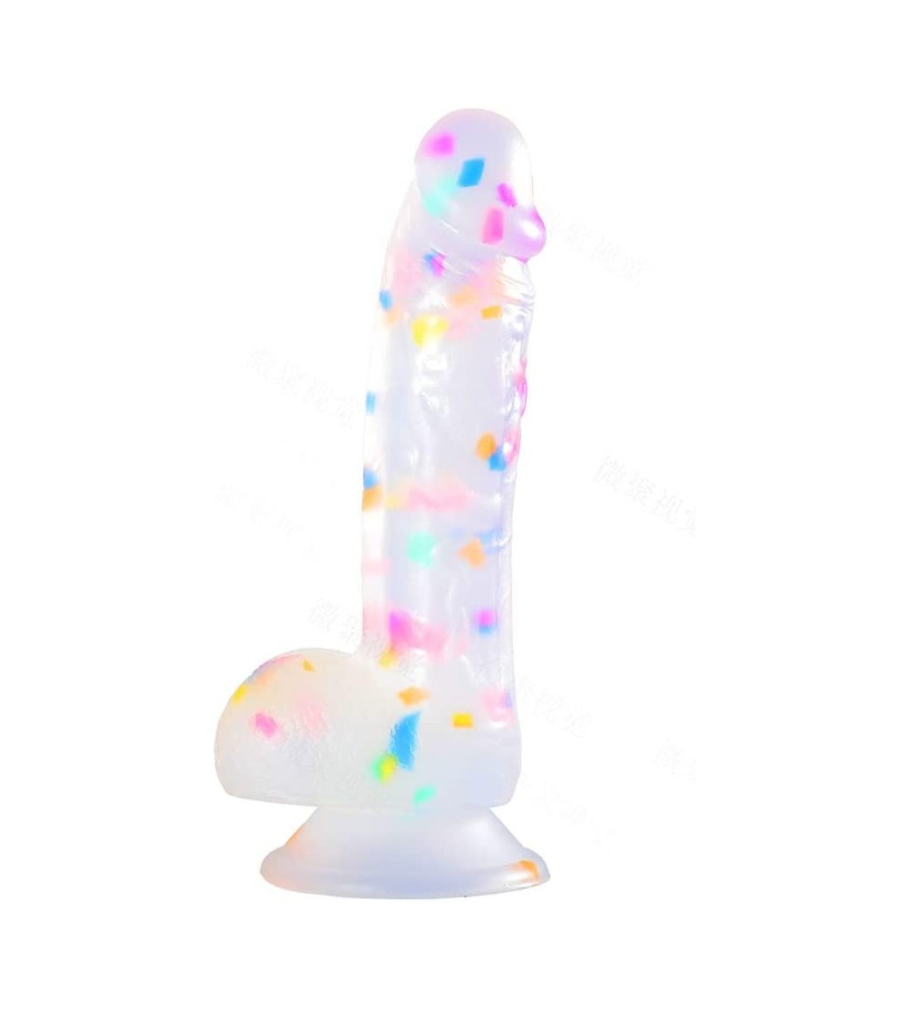 Dildos 7.6 inch Colorful Liquid Silicone Huge Dildo and Realistic Dildo with Lifelike Clear Balls and Suction Cup Realistic H...