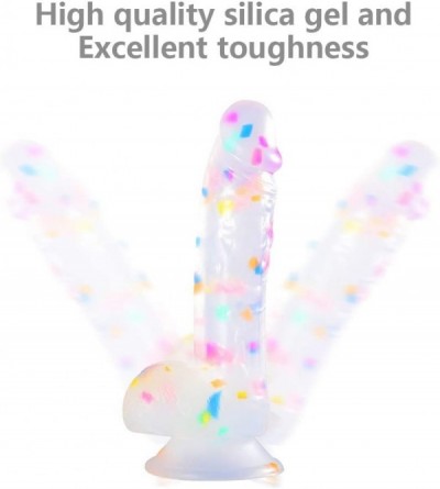 Dildos 7.6 inch Colorful Liquid Silicone Huge Dildo and Realistic Dildo with Lifelike Clear Balls and Suction Cup Realistic H...