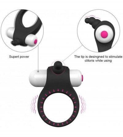 Penis Rings Vibrating Cock Ring - Penis Ring Dildo Vibrator with Clit Stimulator - Soft Silicone- Flexible- Enhances Hardness...
