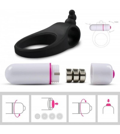 Penis Rings Vibrating Cock Ring - Penis Ring Dildo Vibrator with Clit Stimulator - Soft Silicone- Flexible- Enhances Hardness...